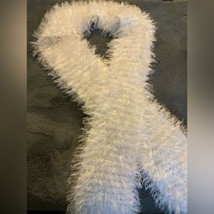Girl- Hand crocheted bright white scarf